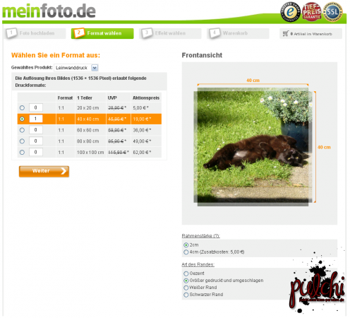 MeinFoto.de - Format auswählen