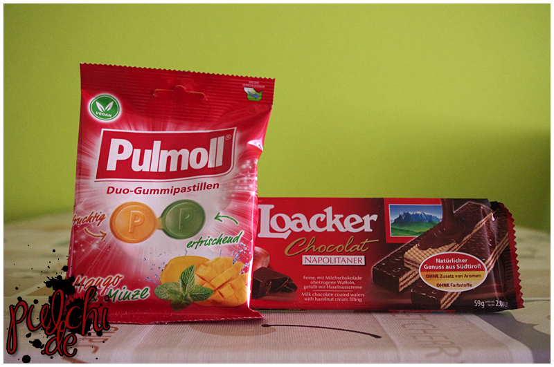 Pulmoll Duo-Gummipastillen Mango & Minze || Loacker Chocolat Napolitaner