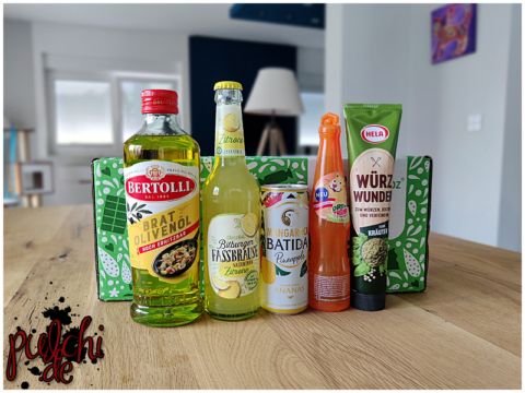 Bertolli Bratolivenöl || Bitburger Fassbrause naturtrüb Zitrone || Mangaroca Batida Pineapple || Dreh und Trink Multifrucht || Hela Würz Wunder Feine Kräuter